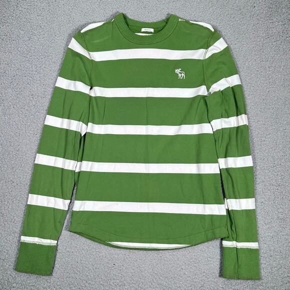 Lot 2 Vintage Abercrombie & Fitch Striped Long Sleeve Shirts Men’s LG Moose Crew - Picture 3 of 15